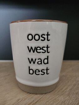 Waddenmokjes espresso in wit met zandbodem, zand of zeegrijs