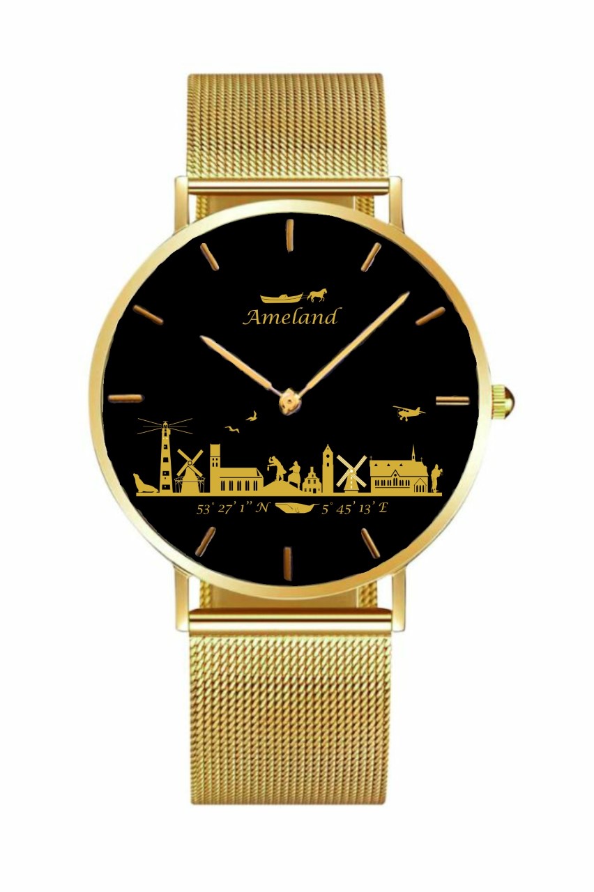 Gouden horloge discount met zwarte wijzerplaat